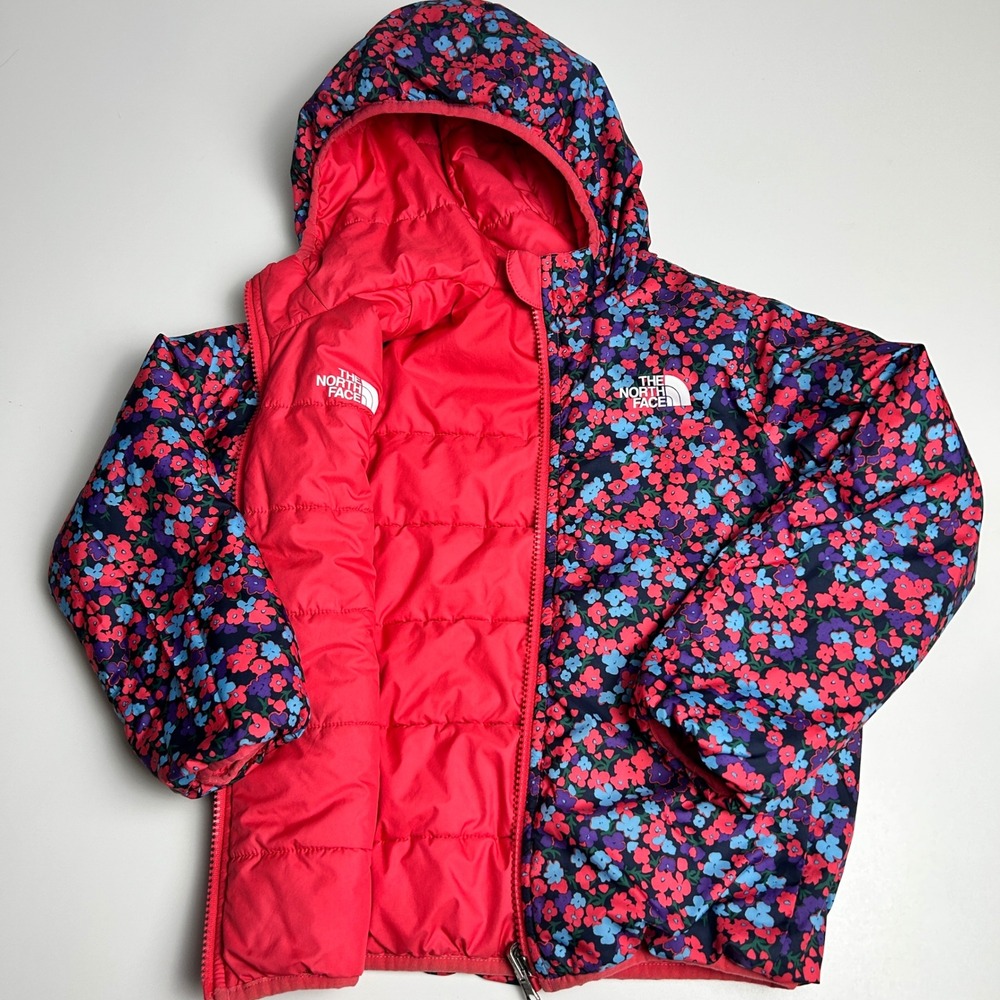 The North Face Toddler 6T Reversible Perrito Jacket Pink Floral Puffer Hooded